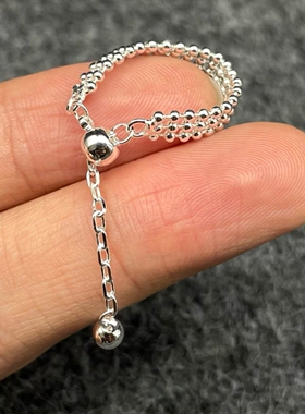 多层圆珠可抽拉戒指轻奢独特个性