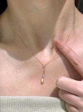 清冷感仿钻水滴项链女小众高级感