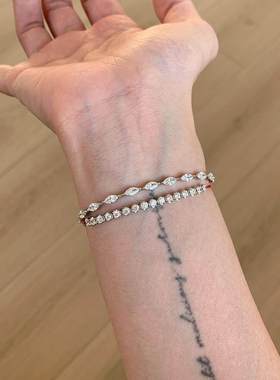 新中式银色爆闪排钻红色编绳手链