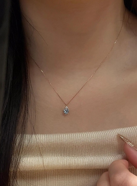 海宝蓝爱心方钻吊坠项链轻奢精致