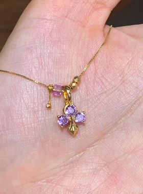 日系轻奢mini紫色仿锆石鸢尾项链