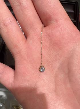 日系简约mini海蓝水滴项链女百搭