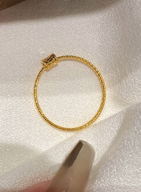 细闪金色素圈戒指小众设计精致女