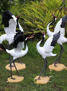 仿真仙鹤摆件户外庭院水池喷水丹顶鹤雕塑玻璃钢动物模型