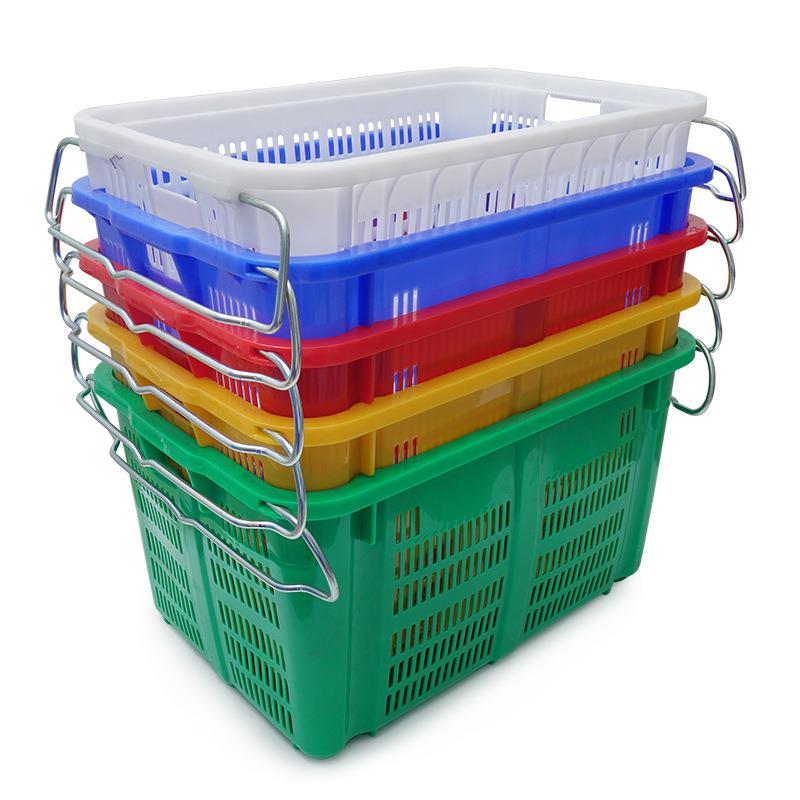 铁耳塑料周转筐蔬菜水果箩筐镂空长方形快递拣货框子物料周转框箩 - 图3