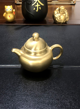 复古铜摆饰茶桌装饰品小号茶壶酒壶金蟾福斧手把件创意古玩工艺礼