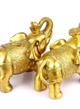 朴器 黄铜如意象元宝象大象摆件家居饰品工艺品