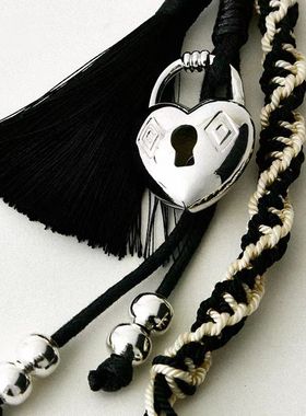 小众气质甜酷个性爱心锁编织手链