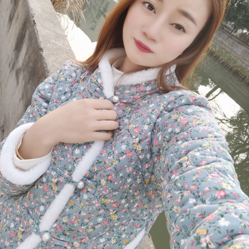 冬季爆款粉色碎花棉袄女加绒加厚棉衣外套家居服睡衣新款网红棉服 - 图0