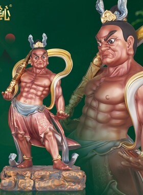 壹心 16英寸树脂金缕彩哼哈二将神像哼将哈将门神一对家用摆件