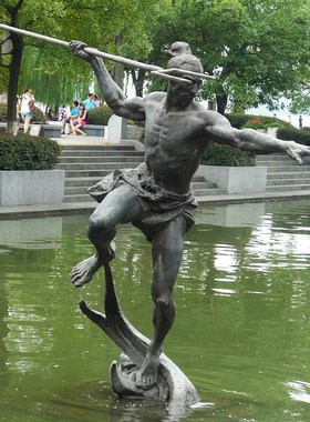 铸铜西方人物雕塑定制玻璃钢捕猎青铜摆件房地产欧式别墅公园景观