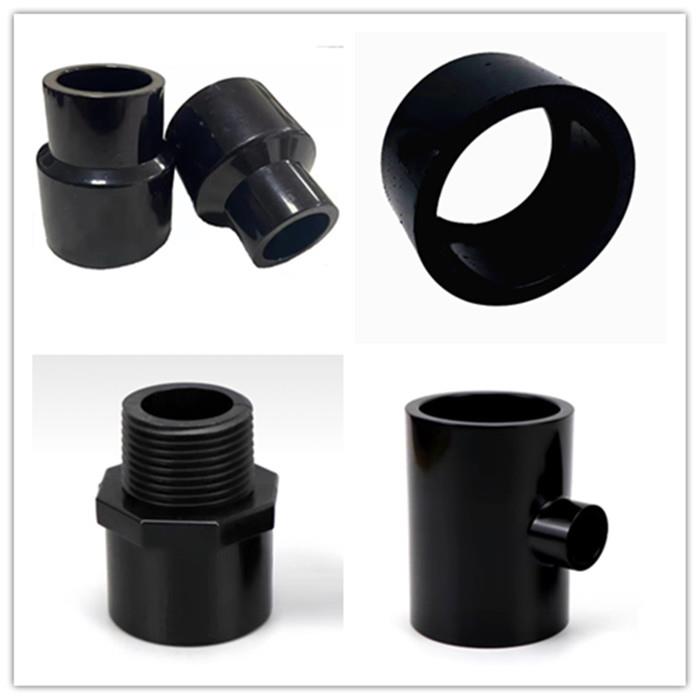 纯黑色PVC管鱼缸变径三通大小头内外丝接头弯头四通补芯宝塔接头 - 图3