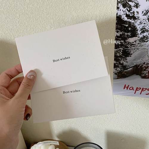 Hinn 香草纸Best wishes贺卡~原创ins礼物手写祝福装饰用折叠卡片 - 图1