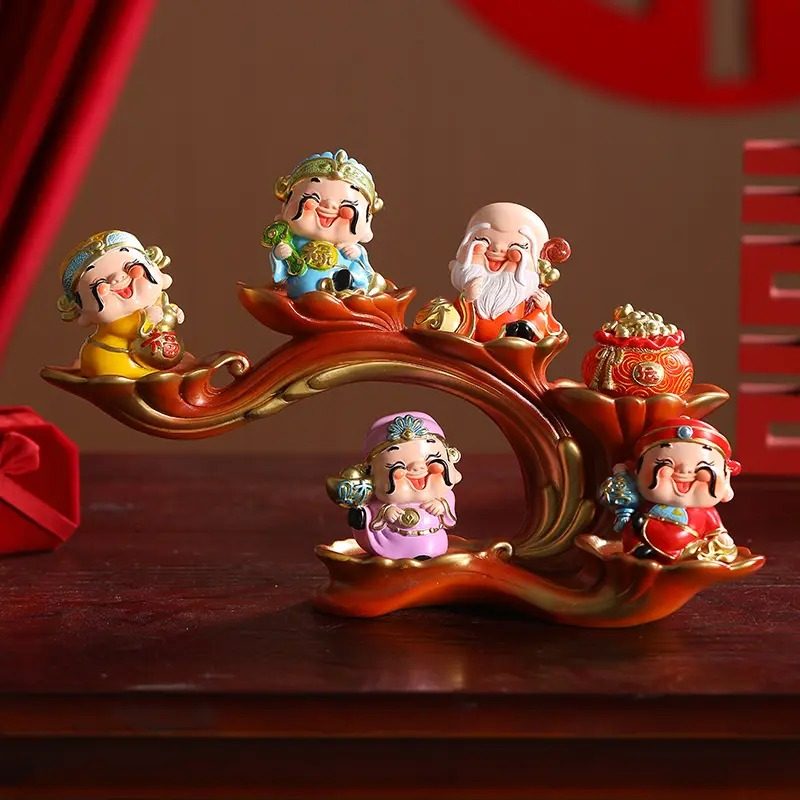 五福财神爷摆件高档玄关电视柜创意装饰品店铺开业乔迁送人礼品,淘宝优惠券,粉丝福利购,淘宝优惠卷