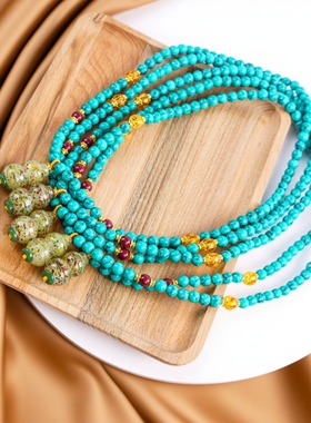 绿松石项链民族风女8mm68手串