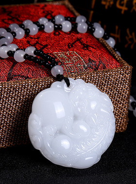 仿玉貔貅毛衣链长款百搭平安扣吊坠衣服挂饰男女款项链民族风饰品