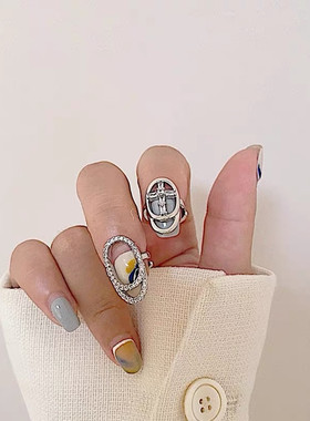 指尖指甲戒指 韩国新款水钻锆石十字架个性冷淡风美甲套网红首饰