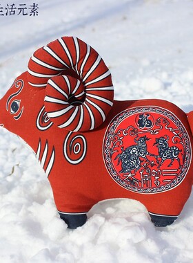 布络羊吉祥物十二生肖布艺玩偶娃娃羊布偶摆件中式手工礼品