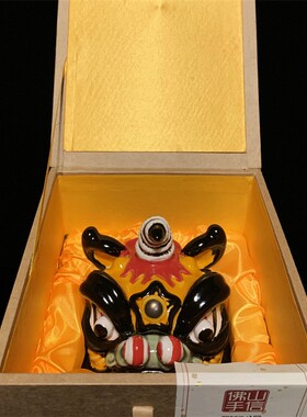 醒狮摆件新中式陶瓷狮头装饰摆设岭南特色会议伴手礼乔迁开业送礼