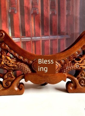 玉石平安扣底座摆件树脂福字三角龙单座客厅桌面招财装饰送礼中式