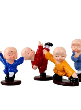 创意时尚汽车树脂摆件四不功夫摇头草帽小和尚家居车内装饰用品