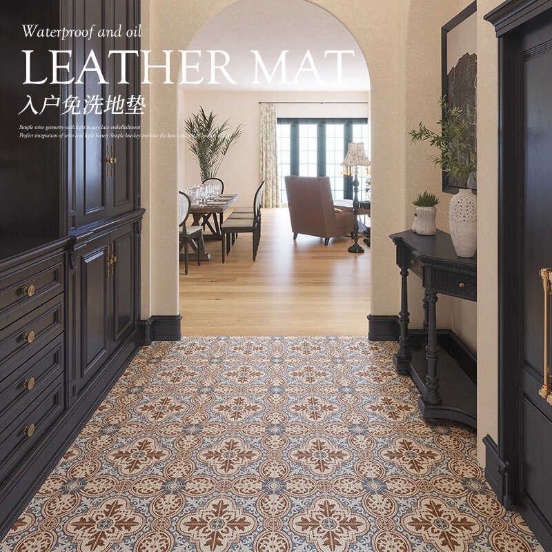 轻奢美式可擦免洗玄关皮革地垫可裁剪pu入户门垫防油进门地毯全铺,淘宝优惠券,粉丝福利购,淘宝优惠卷