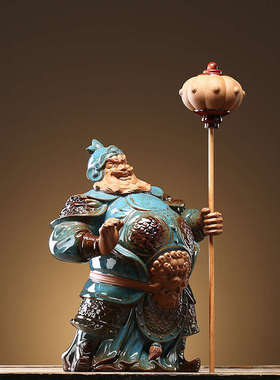 中式传统陶瓷工艺品哼哈二将门神B家居客厅玄关桌面摆件保平安装