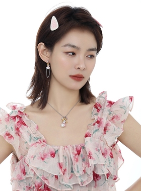 原创设计珍珠小熊项链女款时尚百搭甜酷风可爱轻奢小众高级感颈链