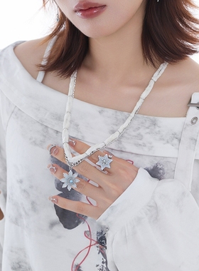 冰晶雪花项链女原创设计