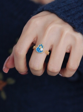 新中式时尚珍珠滴油葫芦戒指