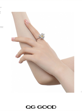 QG小众设计感戒指爱心翅膀可调节食指指环新款高级感原创设计礼物