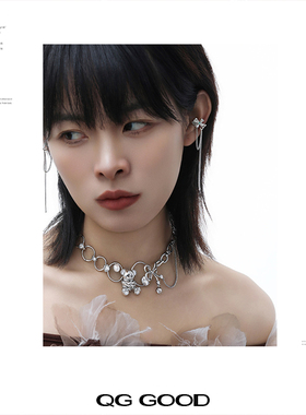 辣妹锆石镂空蝴蝶叠戴仿珍珠项链女choker轻奢小众锁骨链潮送礼物