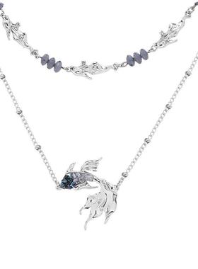 QG金鱼项链女款2025新款高级感轻奢小众配饰秋冬款简约百搭毛衣链