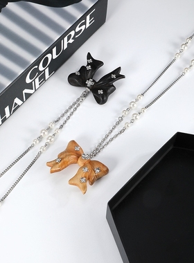 复古木质冷淡风ins蝴蝶结长款