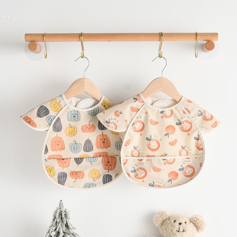 Baby eating bib short-sleeved waterproof smock for children wearing reverse clothing and eating bib bib thin soft kindergarten