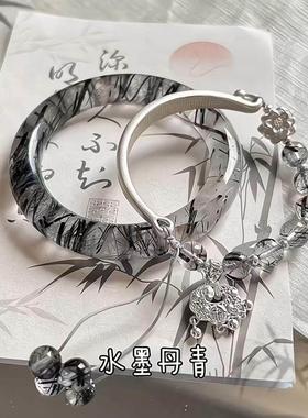 新中式仿玉蓝冰狐狸手镯女不知春复古古风清冷感平安手链叮当饰品