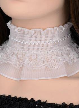 套头围脖女薄款脖套领圈护颈带脖颈炼蕾丝假领子遮疤颈带女士项圈