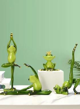 淄博琉璃搞怪琉璃青蛙瑜伽蛙电视机柜酒柜办公室工位摆件毕业礼物