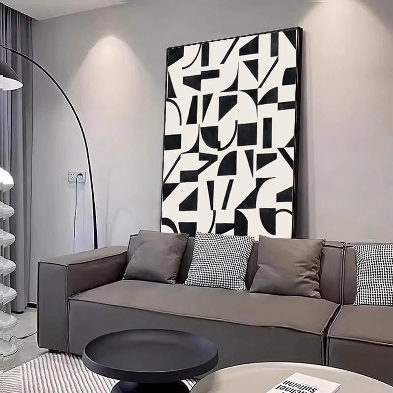 黑白抽象客厅装饰画现代极简沙发背景墙挂画入户玄关壁画,淘宝优惠券,粉丝福利购,淘宝优惠卷