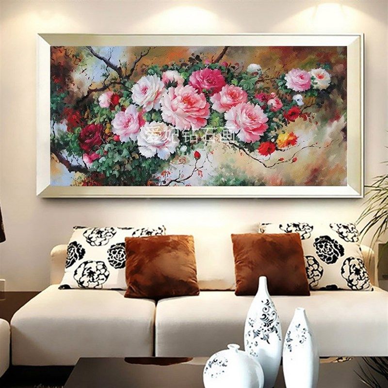 00中国风家用客厅油画牡丹花方钻满钻钻石画全粘贴钻十字绣,淘宝优惠券,粉丝福利购,淘宝优惠卷