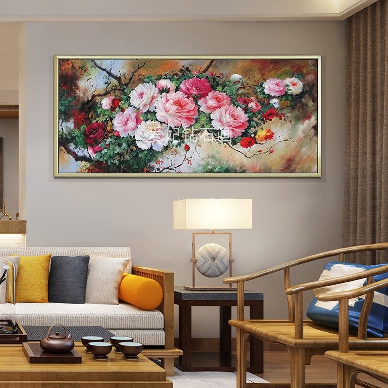 00中国风家用客厅油画牡丹花方钻满钻钻石画全粘贴钻十字绣,淘宝优惠券,粉丝福利购,淘宝优惠卷