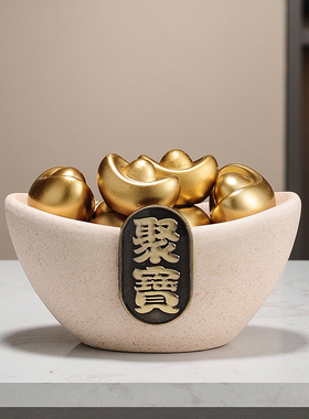 聚宝盆八方来财招财树客厅玄关电视柜桌面装饰品乔迁新居入宅礼物