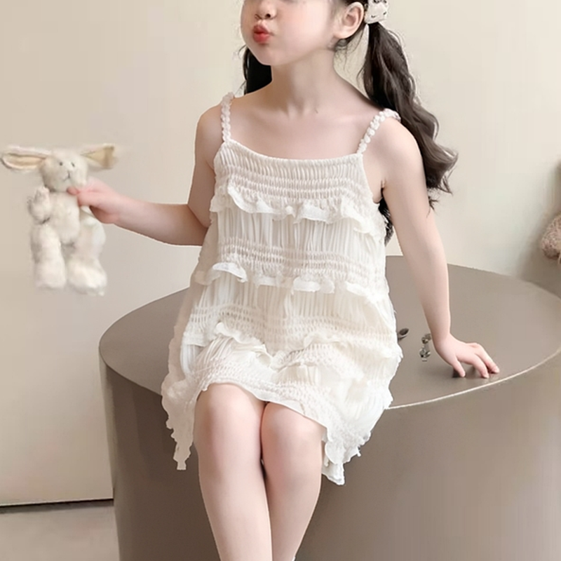 花梦熊吊带裙童装女童2025夏季海边女宝宝裙子小童洋气新款连衣裙