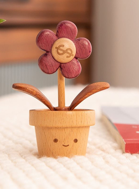 有钱花实木扩香器创意可爱卡通家居车载中控台小花原木摆件伴手礼