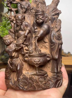 越南沉香木雕八仙过海佛像摆件实木雕刻居家客厅电视柜装饰工艺品