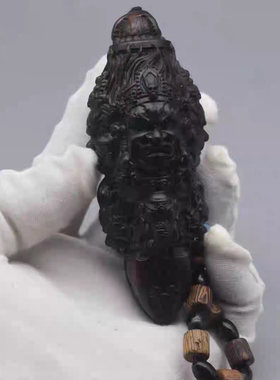 达拉干沉香木雕刻大黑天金刚降魔杵手把件文玩饰品工艺品车载挂件