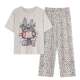 ຫມວດ: A 95% cotton pure cotton pajamas with chest pads for women summer pure cotton short-sleeved cartoon large size cool cotton home clothes for women