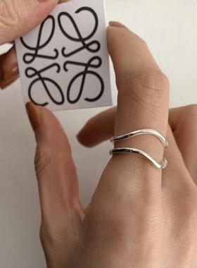 适合手粗的戒指女洋气食指戒指网红爆款开口戒指女胖手素圈冷淡风