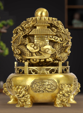 九转乾坤鼎铜摆件招财龙纹鼎青龙鼎客厅玄关办公室时来运转装饰品
