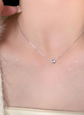 极细单钻锆石项链女2025秋季毛衣链钛钢锁骨链轻奢小众蛇骨链